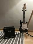 Gitara elektryczna Harley Benton ST-Junior BK Wzmacniacz ZESTAW