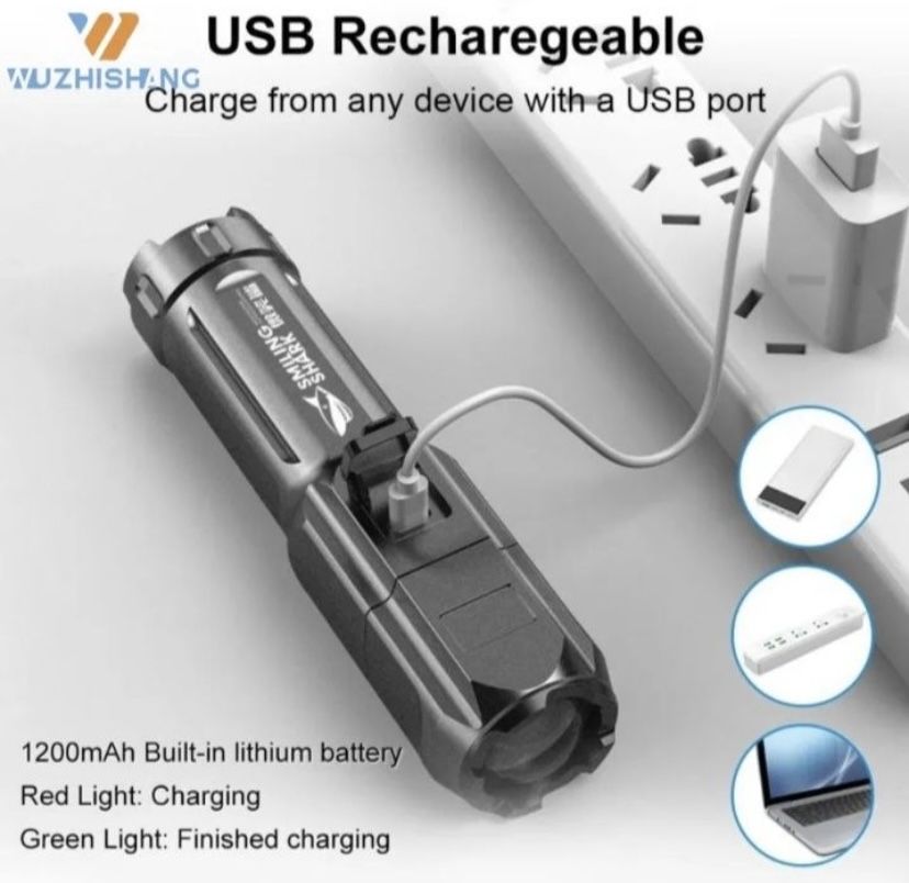 USB Ліхтарик з акумулятором та перезарядкою Фонарик