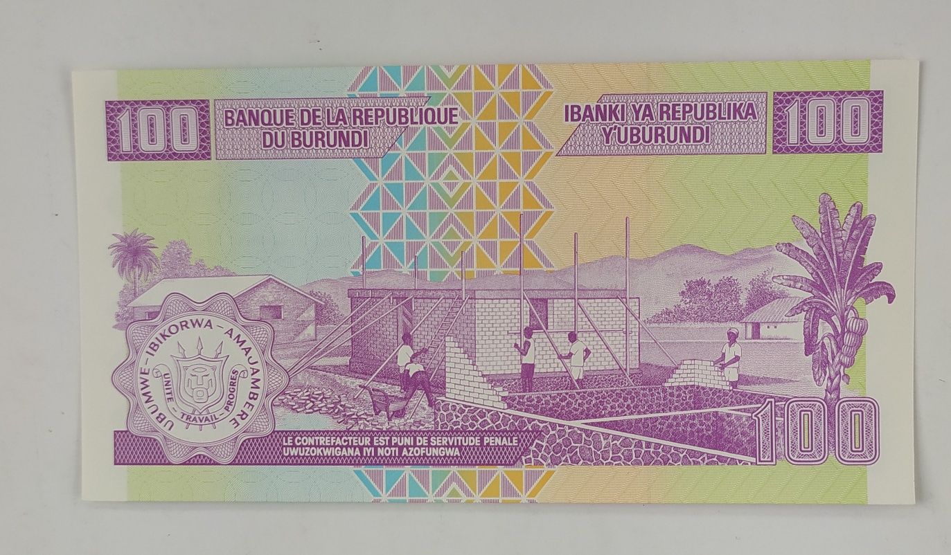 Banknot Burundi 100 FRANCS UNC 2011 seria PX