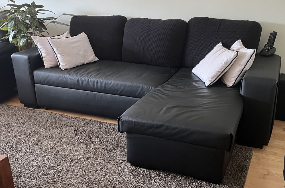 Sofa cama chaise-longue preto
