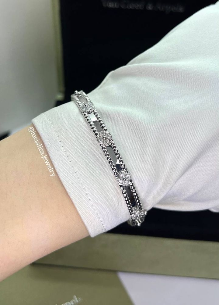 Золотой Браслет в стиле VanCleef 1:1 с бриллиантами