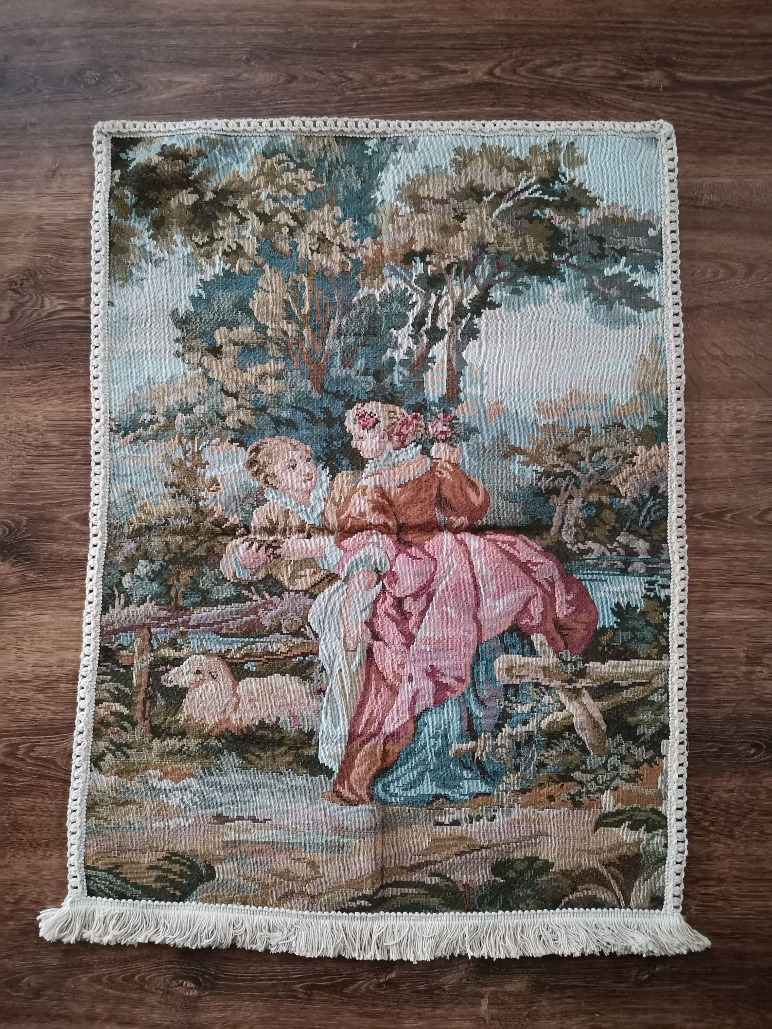 Piękny kilim makata na ścianę z frędzlami obraz