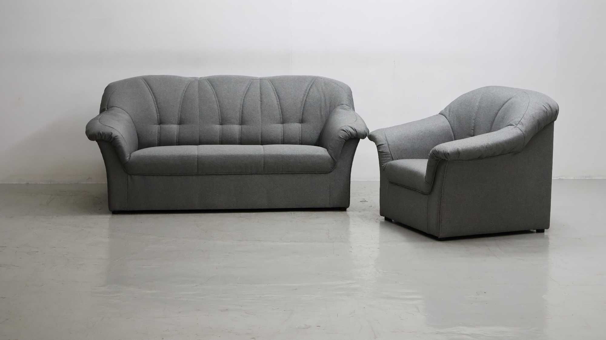 SEO nowy komplet 3+1 SOFA KANAPA zestaw z szara tkanina - salon