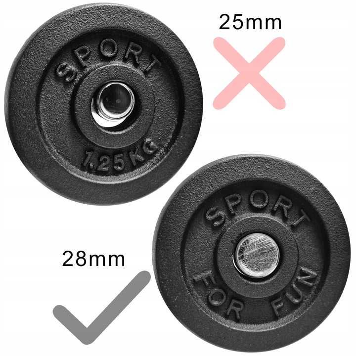 HANTLE ŻELIWNE 2x25 kg gryf Talerze zestaw regulowane 50kg