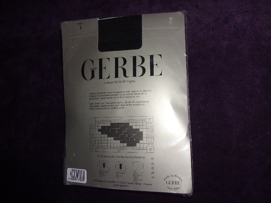lux GERBE PARIS Duo 20 czarne NOWE ciążowe rajstopy z zapięciem Noir 1