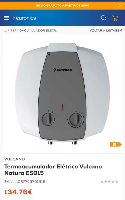 Mini termoacumulador 10lts Vulcano