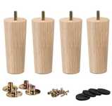 Drewniane nogi wymienne, lite drewno, zestaw 4 szt z akcesoriami 15 cm
