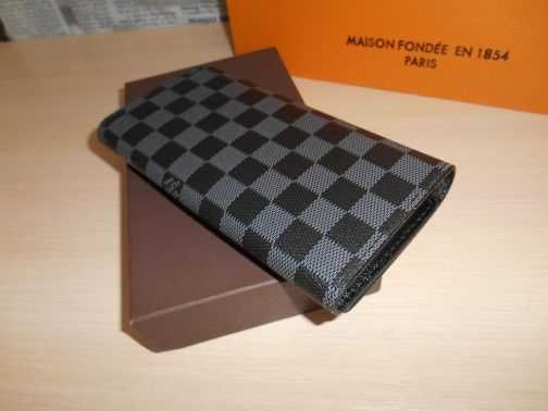 LOUIS VUITTON Portfel Grafit Damier Canvas meski damski, skóra 61702