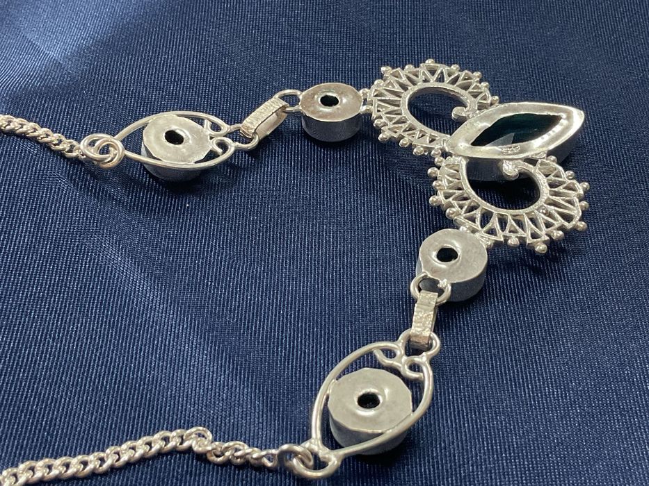 Colar prata 925 blue stone 40 cm