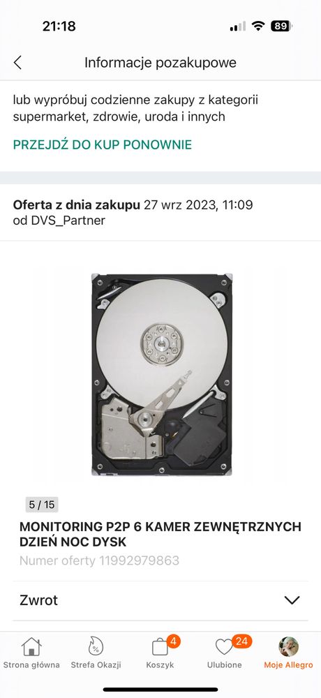 Monitoring 6 kamer zewnetrznych dzien noc i dysk