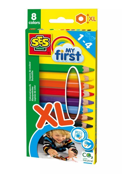 Moje pierwsze kredki ołówkowe XL 8 kolorów. SES Creative