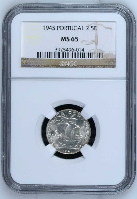 Republica Portuguesa - 2$50 1945 NGC MS65 FDC