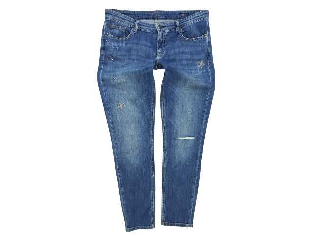 CAMBIO spodnie jeansy rurki SKINNY przetarcia naszywki 42