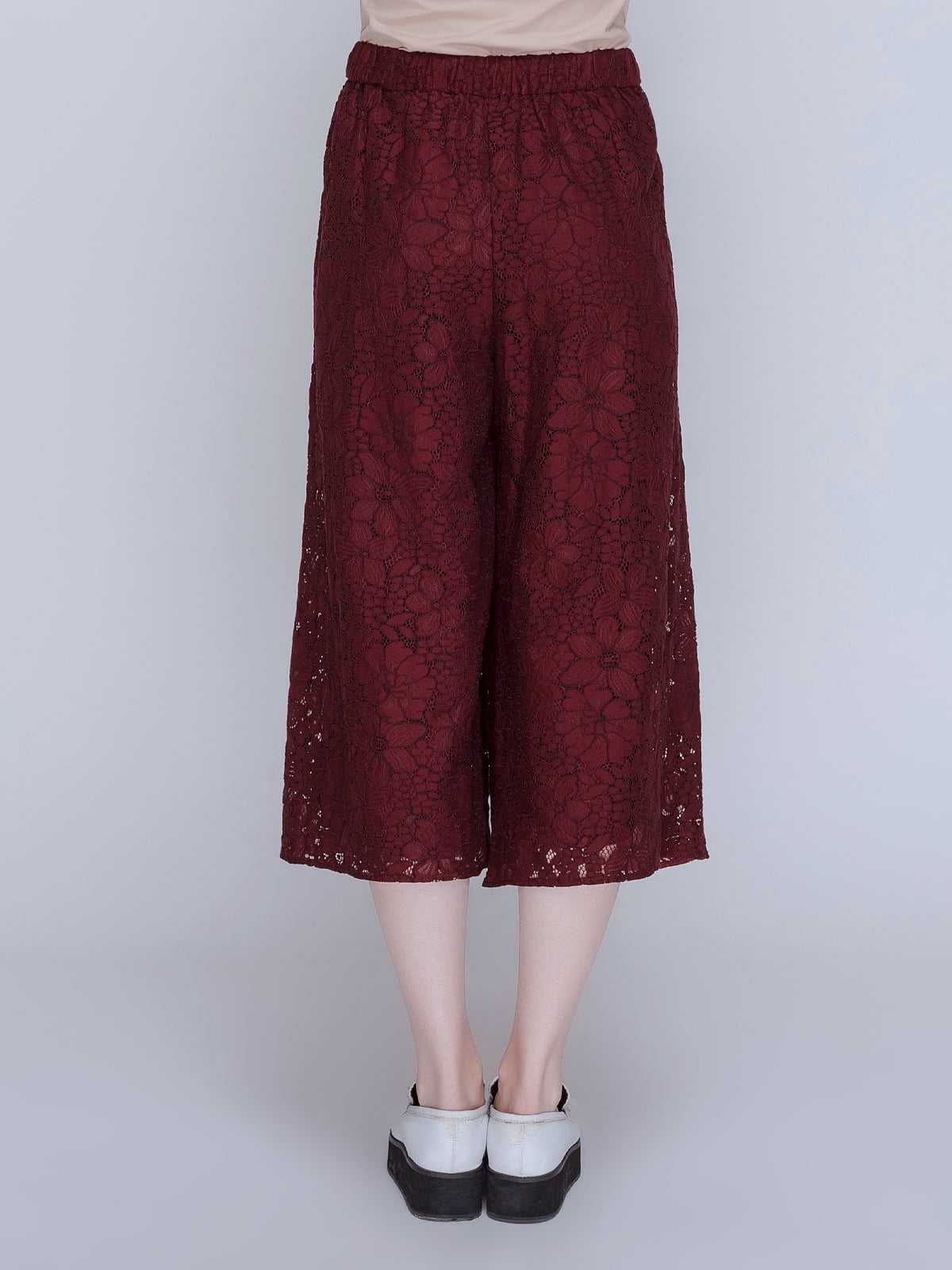 Кюлоты широкие брюки Zara бордовые кружевные ажурные l-xl