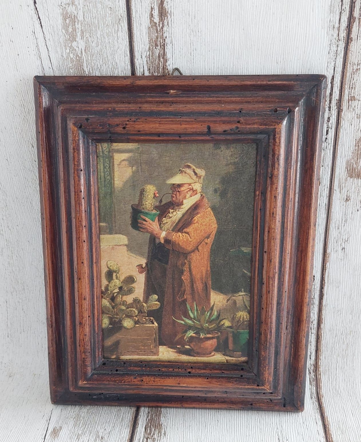 Obrazek kolekcjonerski C. Spitzweg. W efektownej drewnianej ramce.