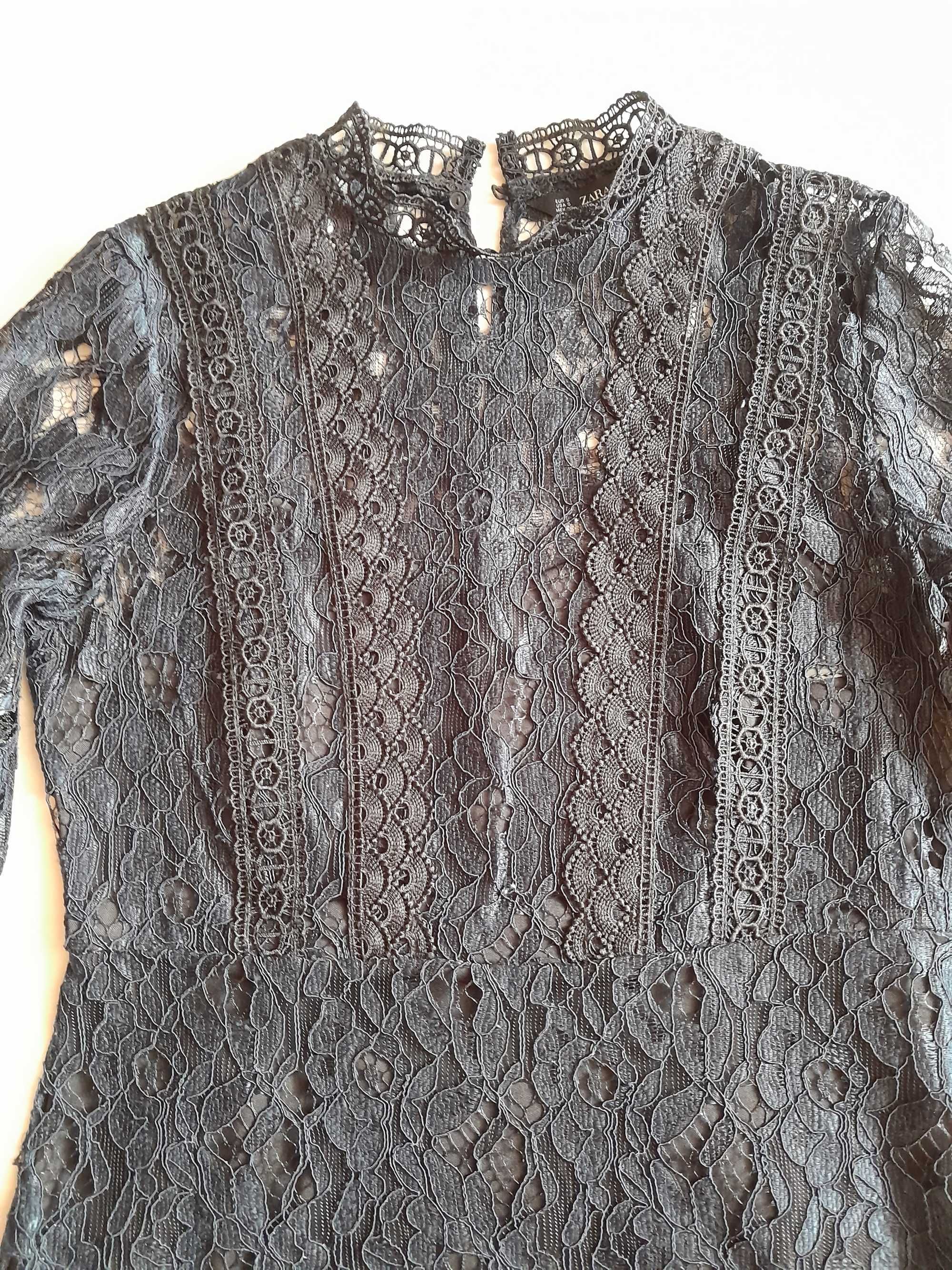 Sukienka Zara granatowa koronka S