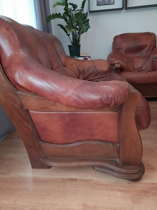 Skórzany komplet wypoczynkowy sofa fotele