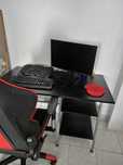 Monitor+teclado+Cadeira gaming+secretaria+suporte/cooler pc