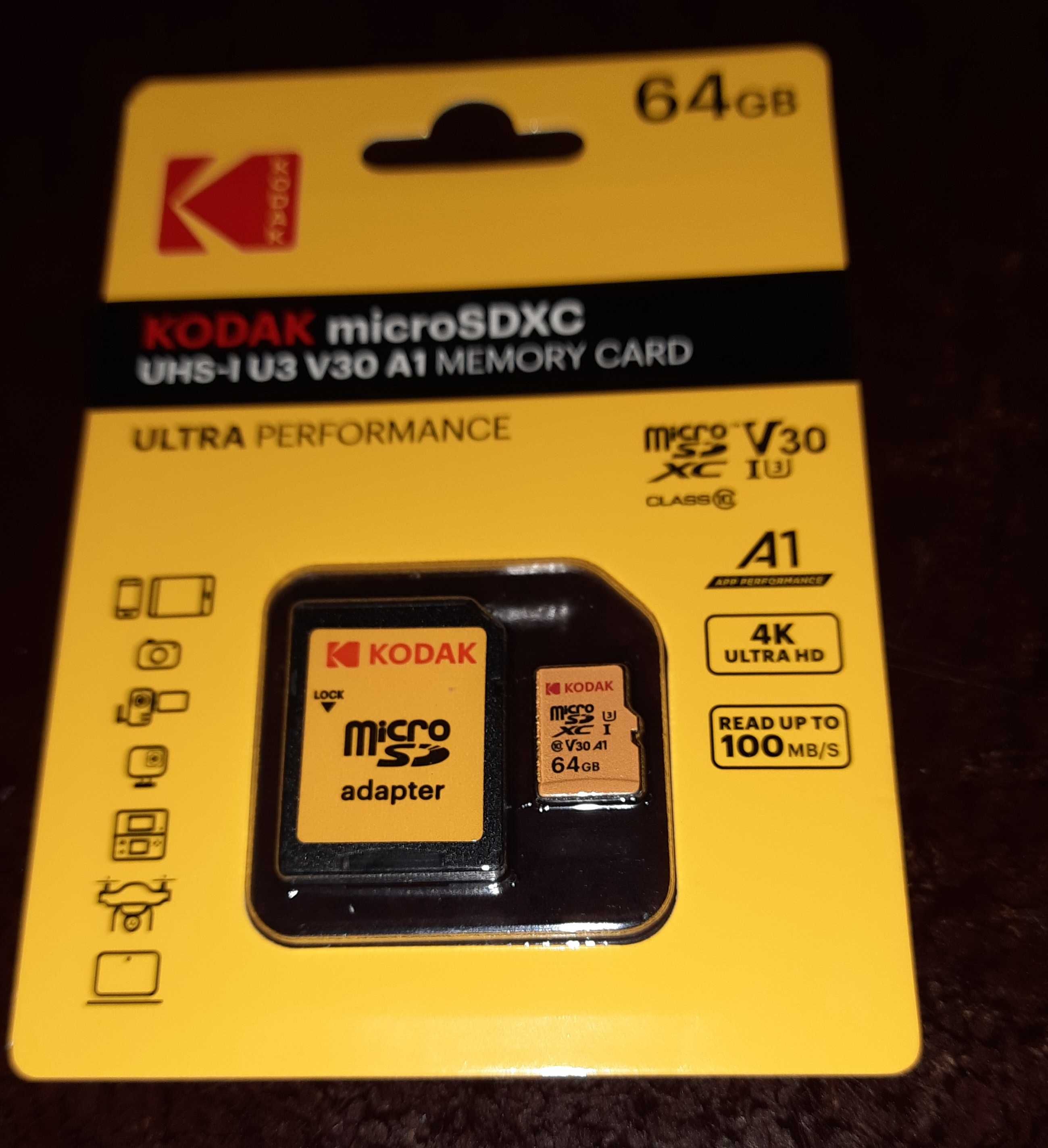 Kodak 64Gb microSDXC UHS-I U3 карта памяти микро сд USB Flash 64 Гб