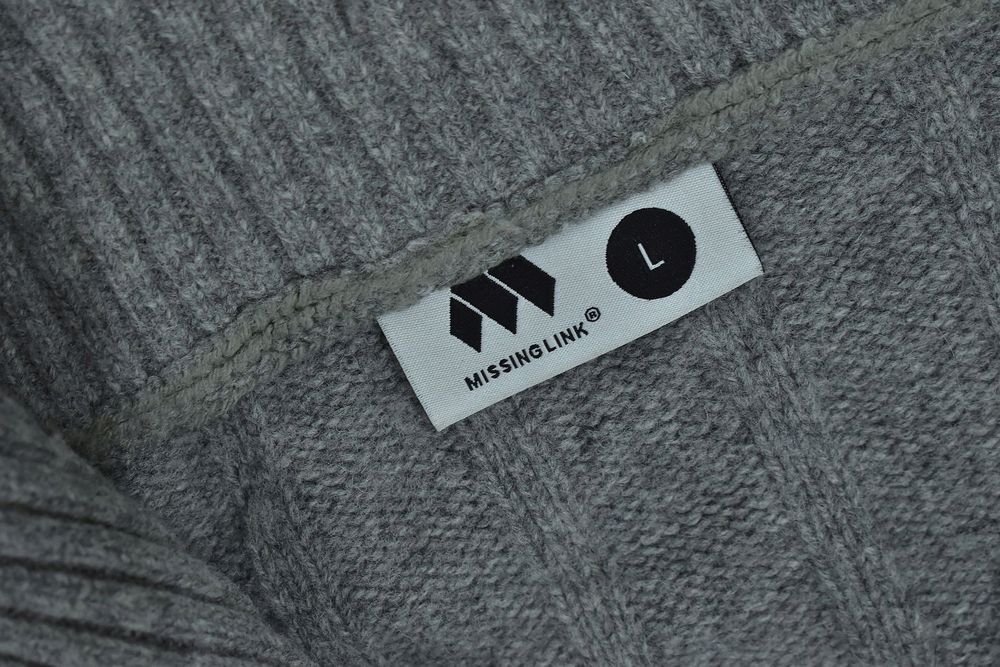 Missing Link Wełniany Sweter Męski Z Zamkiem 1/4 L