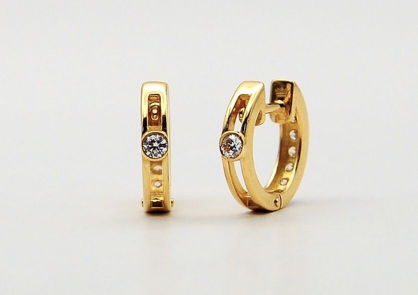 #сережки#золото 585# цирконий# длина 1,5см#