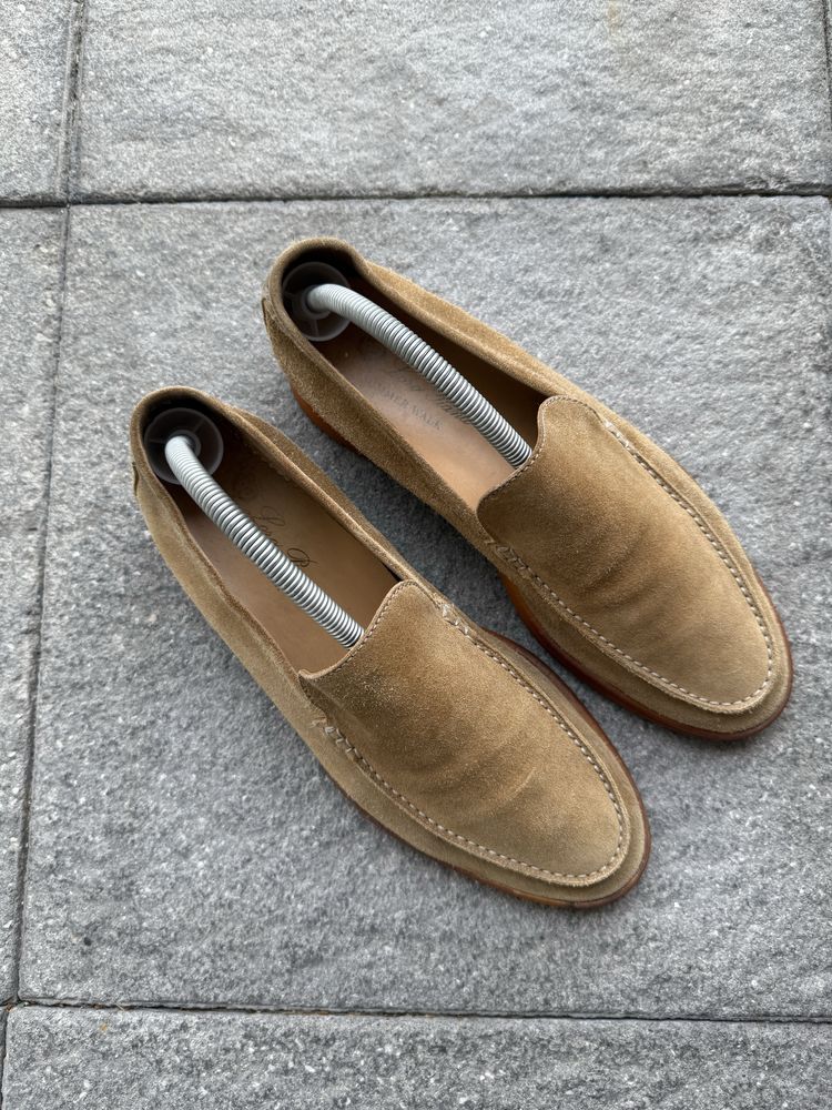 Loro Piana Summer Walk beżowe zamszowe mokasyny