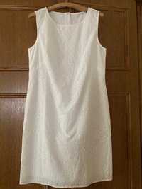 Sukienka biała M polska bawełna haftowana midi