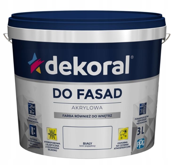 Farba fasadowa, dekoral, polinit 10l bialy 20szt