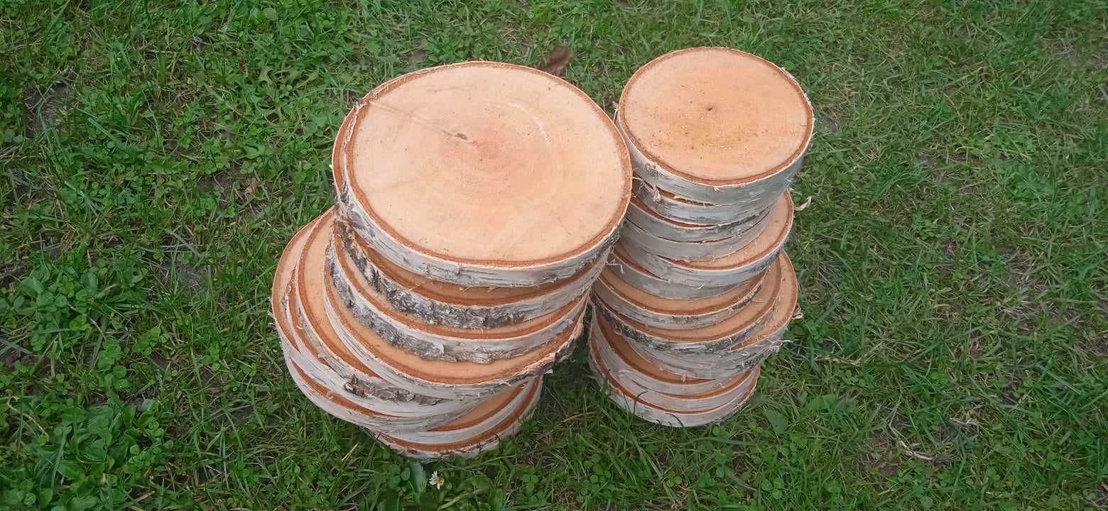 Plastry drewna, 60 sztuk, 8-15 cm, krążki drewniane, brzozowe