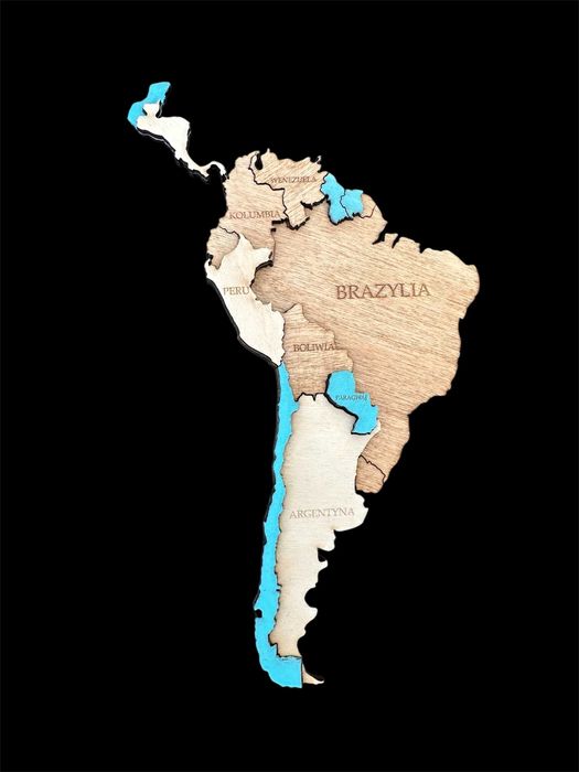 Drewniana Mapa Świata 3D 105x63cm pomysł na prezent , 3 kolory