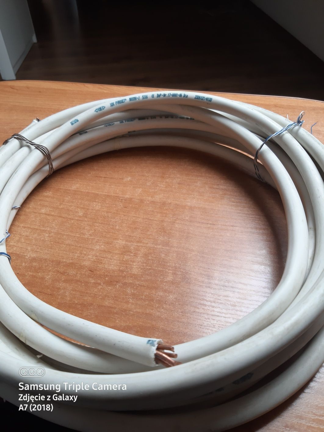 Sprzedam kabel miedziany 5x6 drut dwa odcinki po 8,50