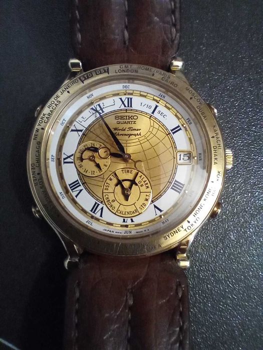 Seiko quartz world timer chronograph