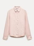 100% льон сорочка zara рожевого кольору