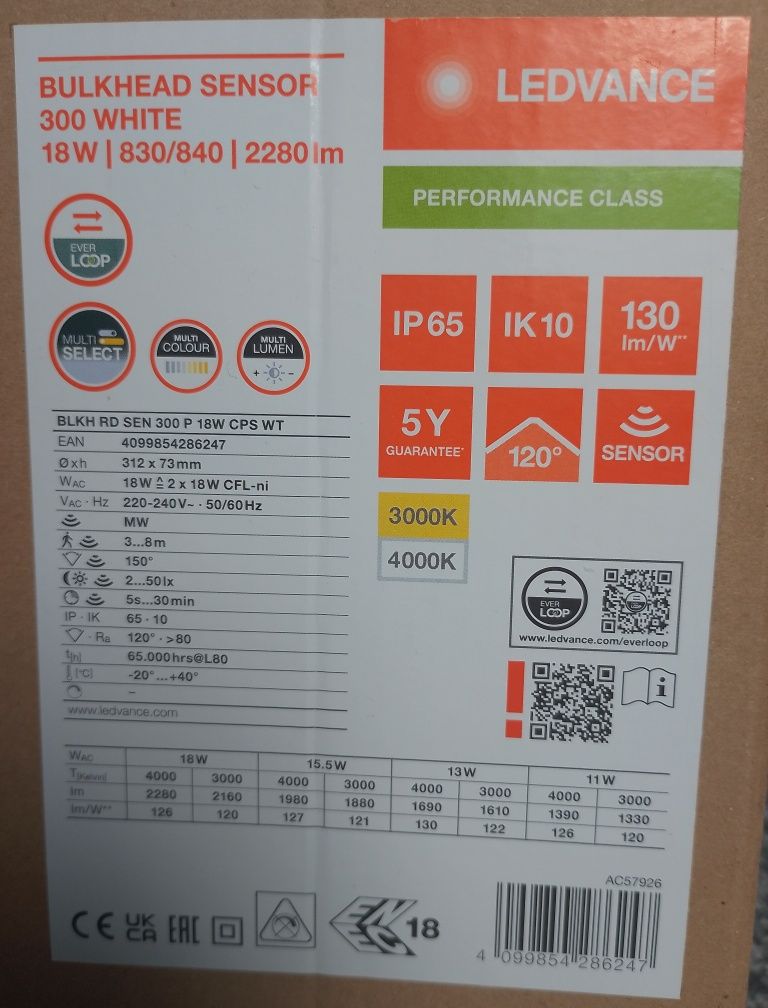 Lampa oprawa ścienna bulkhead ledvance