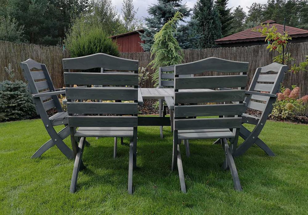 Meble ogrodowe drewniane tarasowe składane komplet typ T