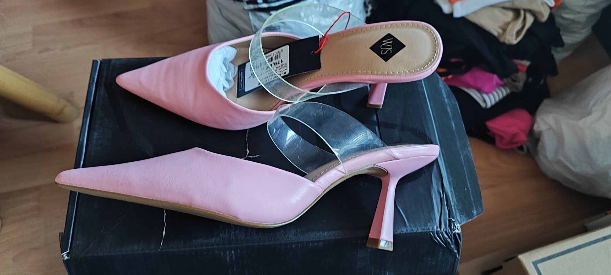 Hit Wojas luksusowe ślub komunia klapki róż Pink r. 38 obcas 7cm