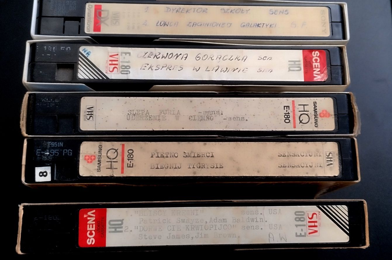 Kasety wideo z 1990 filmy z lektorem pl kpl 5 sztuk