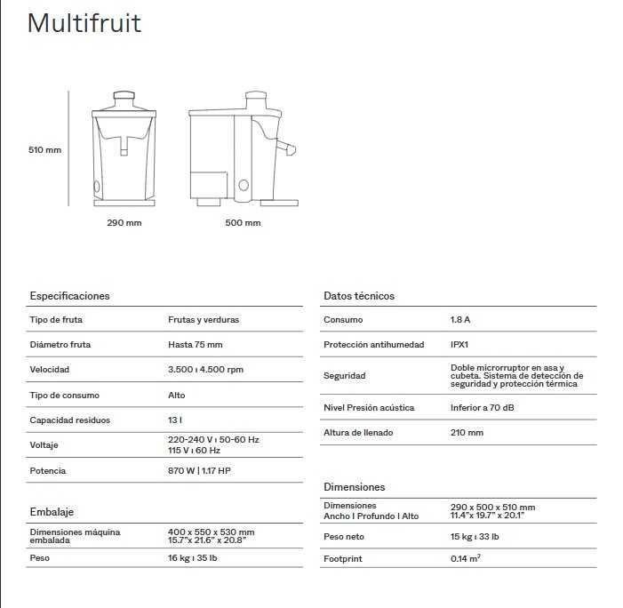 Centrifugadora Sumos Zumex Multifruit NOVA