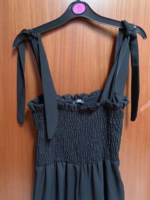 Macacão Jumpsuit Alças Preto Acetinado