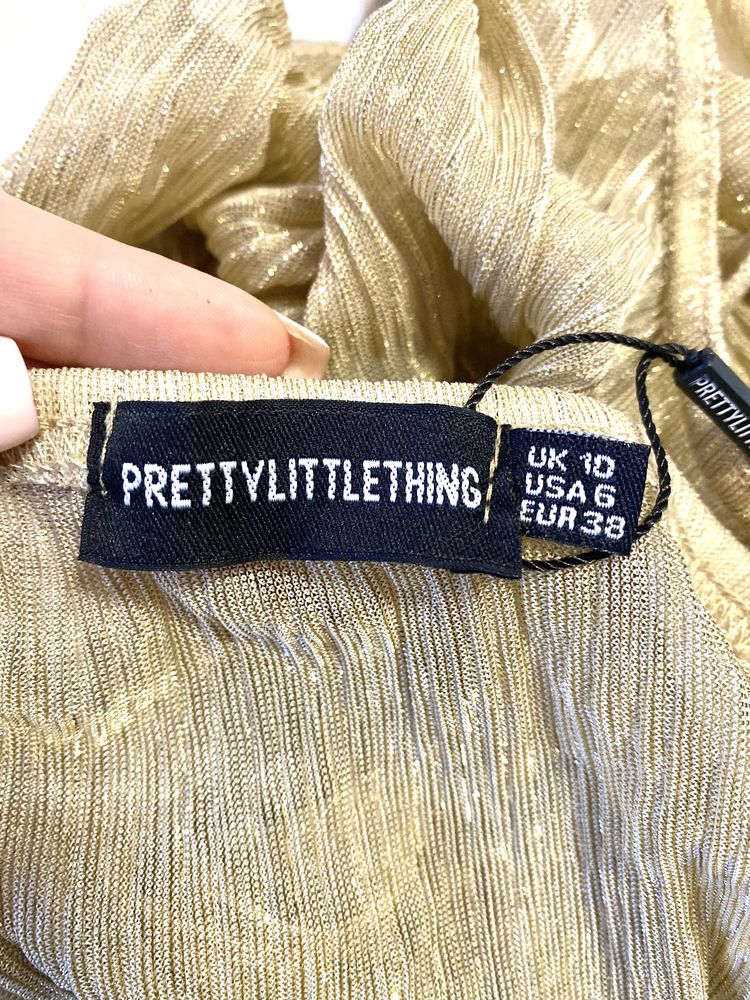 Золотисте боді бандо prettylittlething