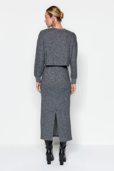 Trendyol 36 S Antracytowa Spódnica Materiałowa J23782