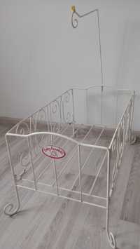 Piękne łóżeczko baby Annabell dla lalek metalowe śliczne białe wózek