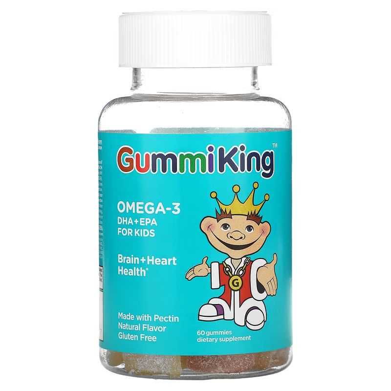 GummiKing Омега-3 ДГК ЭПК для детей, клубника, апельсин и лимон. 60