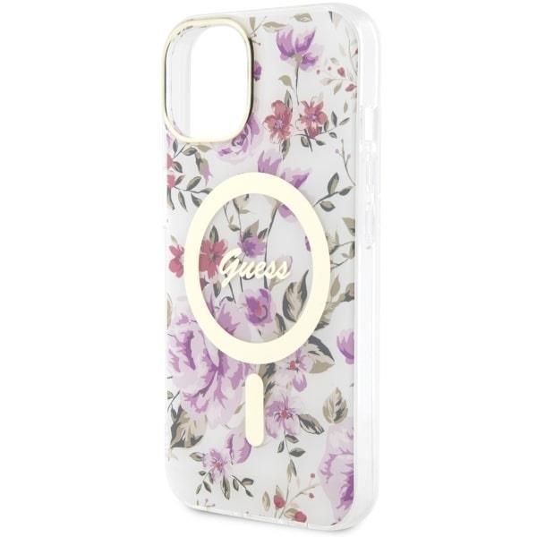 Guess Etui Flower MagSafe iPhone 14 Plus 6.7" Transparent Hardcase