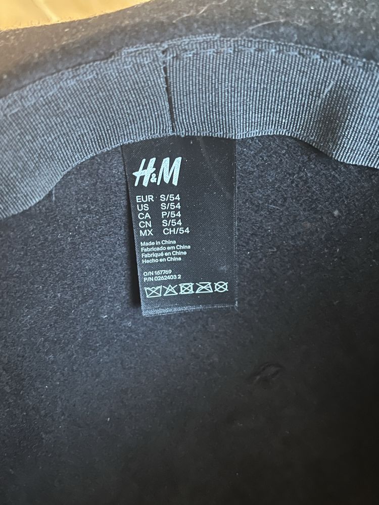 H&M czarny kapelusz wełniany wełna S 54