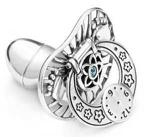 Smoczek srebrny p925 niebieska cyrkonia Chrzest Narodziny Dziecka SM20