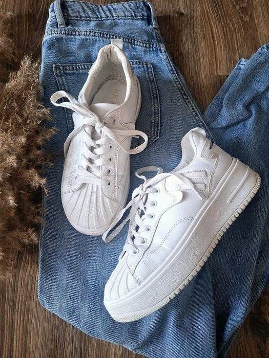 Білі кеди кросівки на товстій підошві