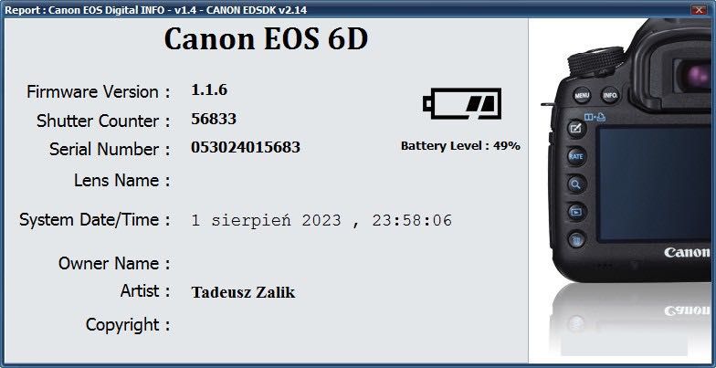 Canon EOS 6D bardzo dobry stan