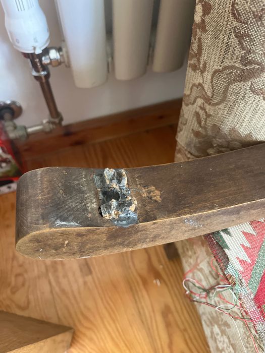 2 wooden antique chairs - 1 needs work