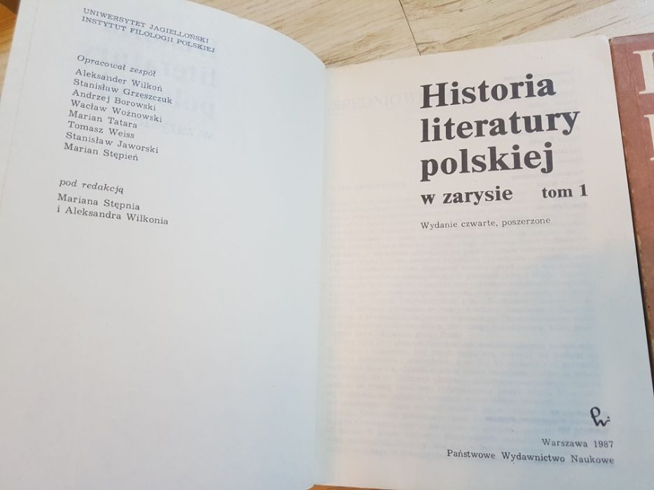 Książka: Historia literatury polskiej w zarysie, tom 1 i 2